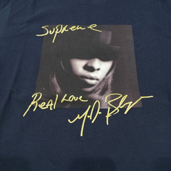 *SOLD* Supreme New York Mary J. Blige Real Love T-Shirt Navy Large - Picture 2 of 4